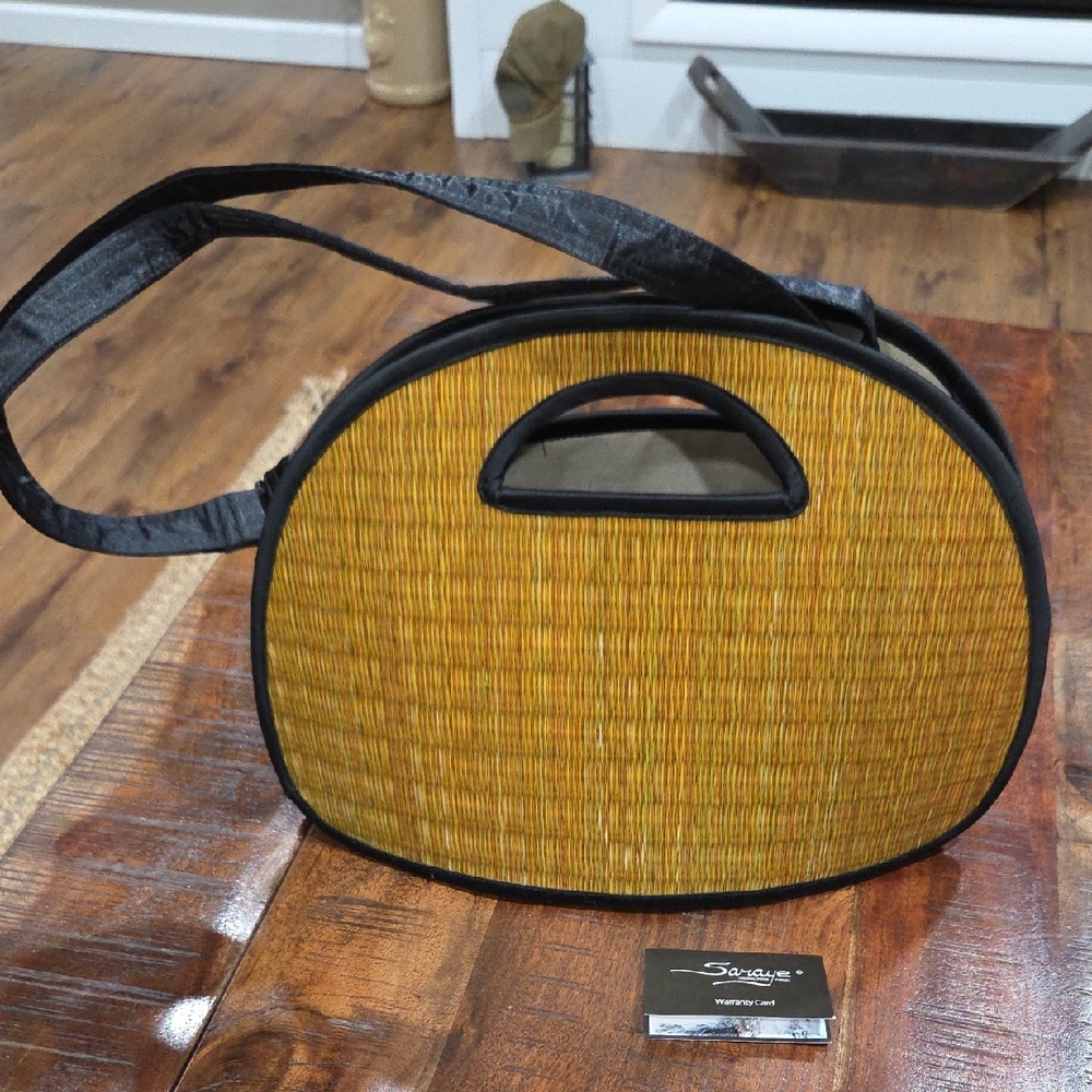 Baskets Of Cambodia Stylish Yellow and Black Women's Woven Bag NWOT